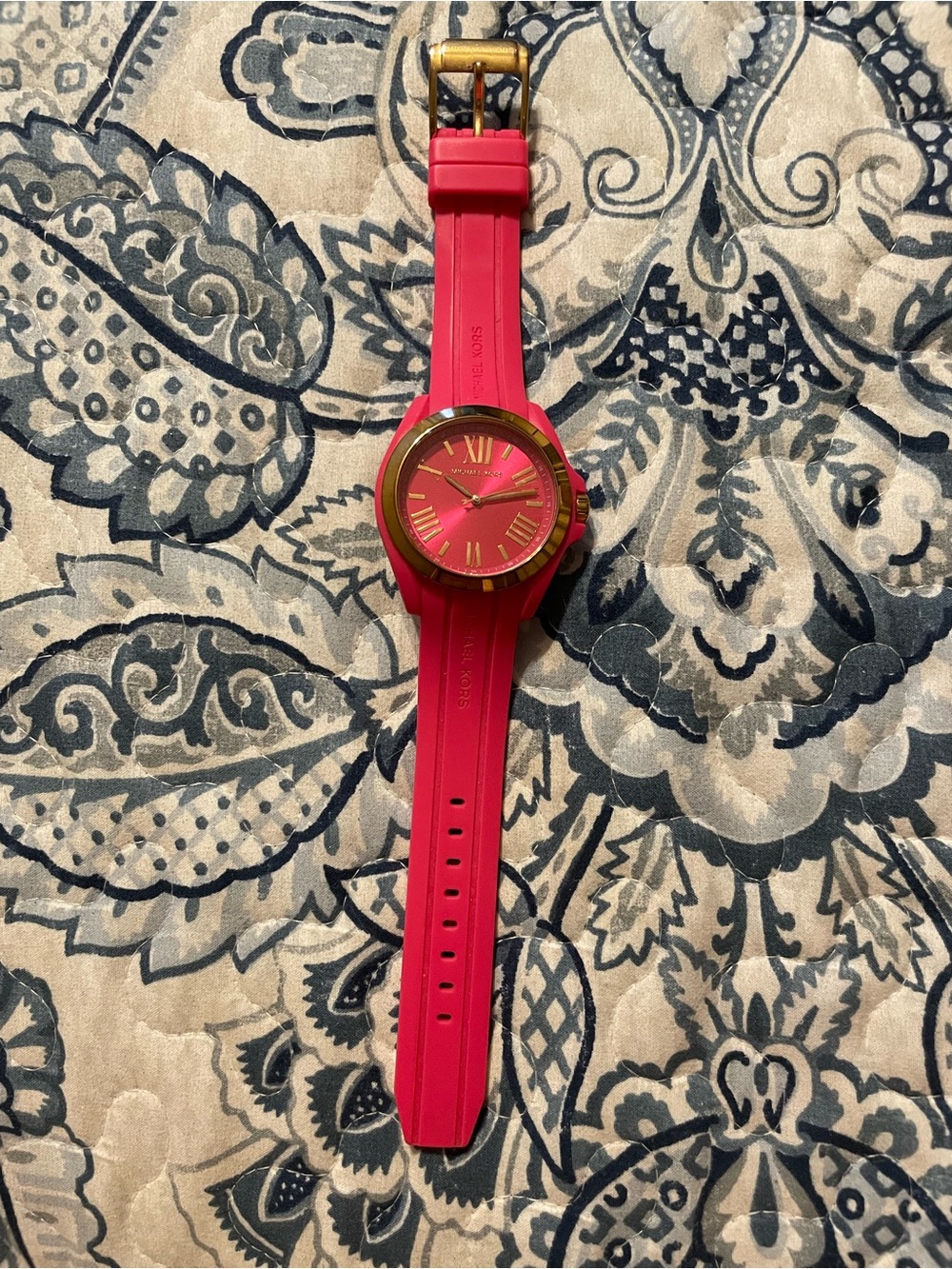 Michael Kors Hot Pink Silicone Strap Watch